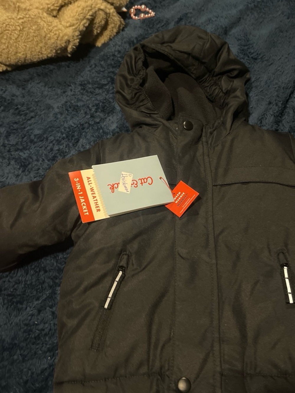Cat & Jack Black Hooded Puffer Jacket